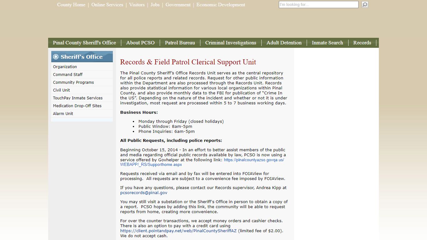 PCSO Records - Pinal County